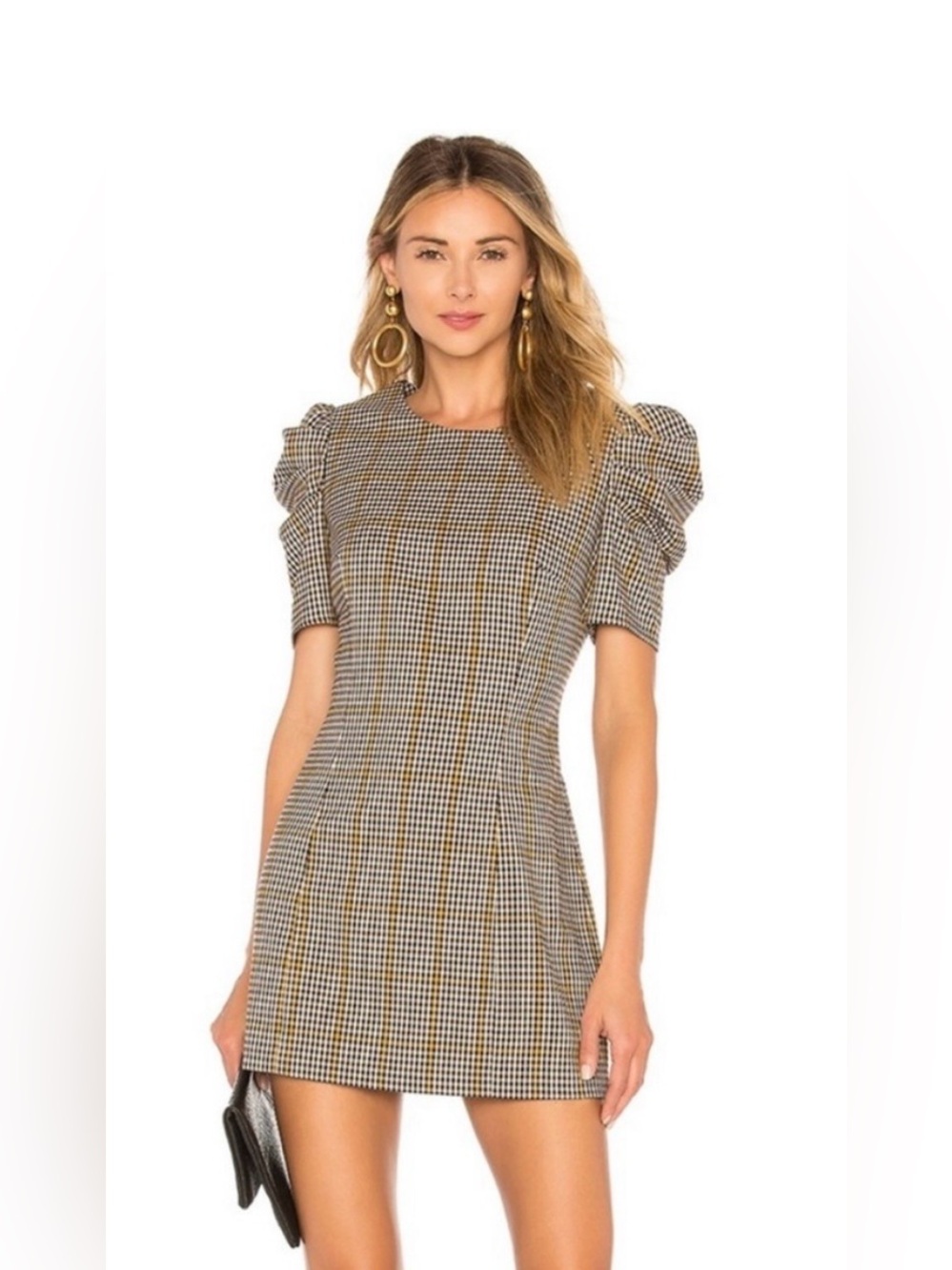 Amanda Uprichard Puff Sleeve Mini Dress in Westwick Plaid